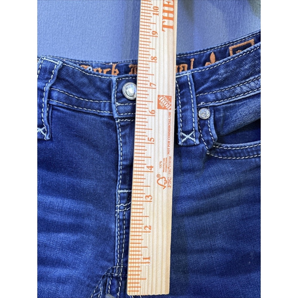 Rock Revival JEANS NICCI WOMENS 24 Mid-Rise Skinny Blue Denim Embellished - Picture 5 of 9